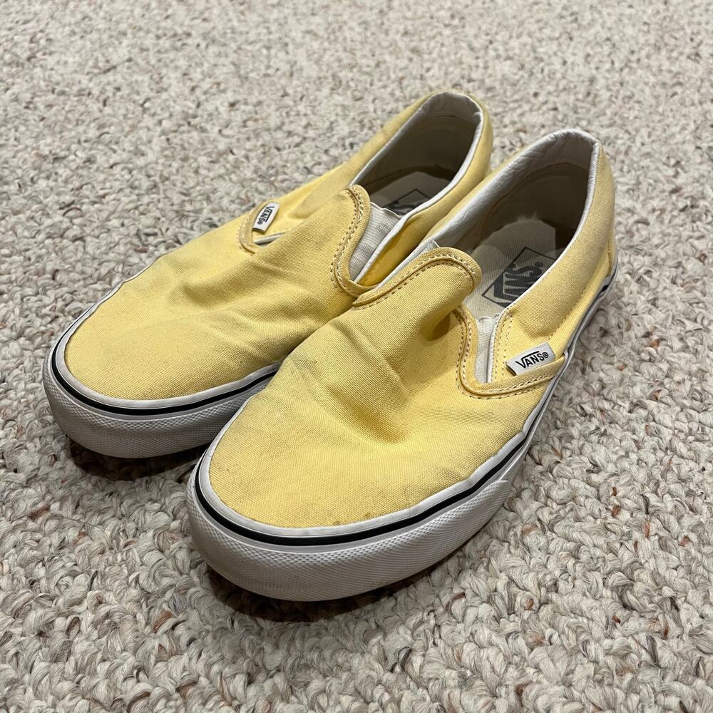 Vans Classic Slip On Sneakers Sz Womens 8.5 Men's 7 Butter Yellow Casual